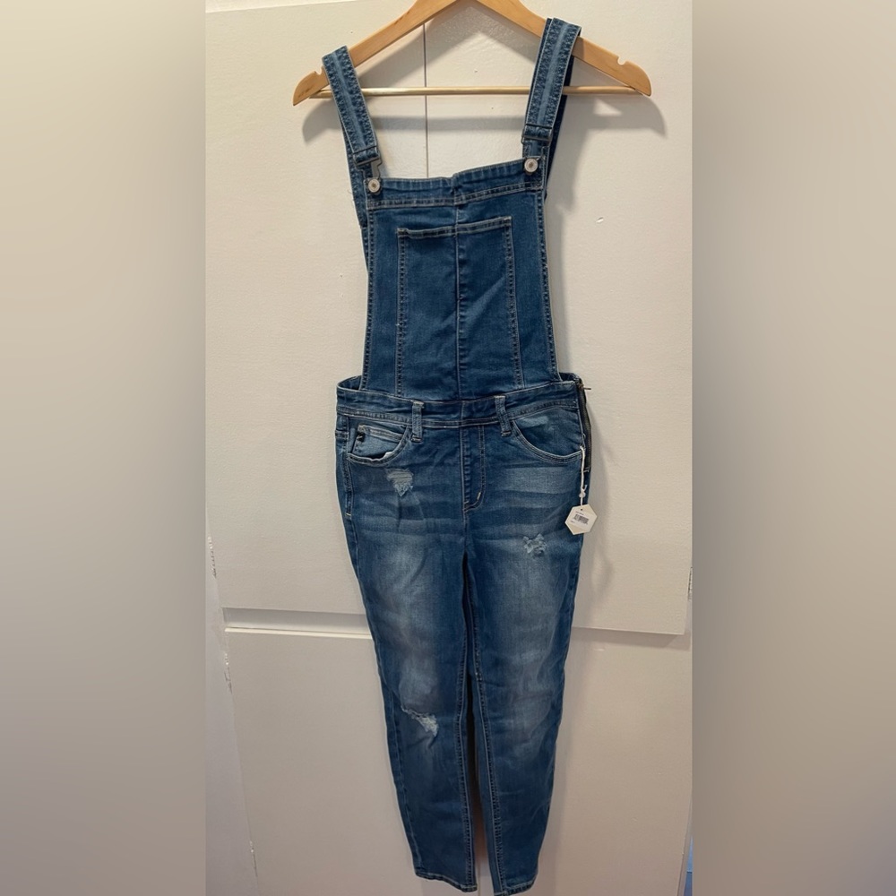 Pinkblush Blue Distressed Denim Maternity Overalls
